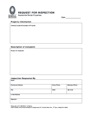 Request for Inspection Form