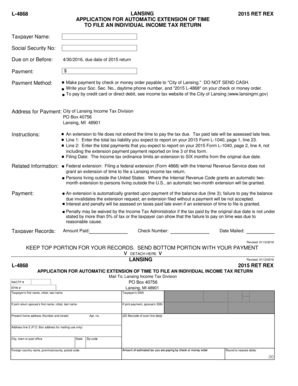 Lansing 2015 Tax Return Extension Form