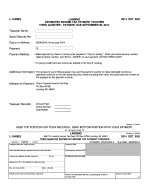 Lansing Third Quarter Estimated Income Tax Payment Voucher