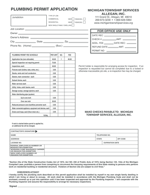 Michigan Plumbing Permit Application