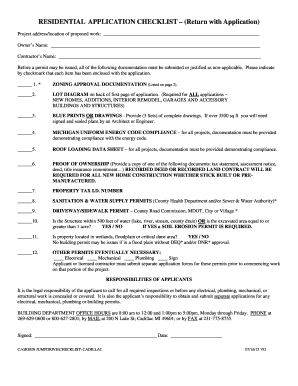 Residential Building Permit Application Checklist