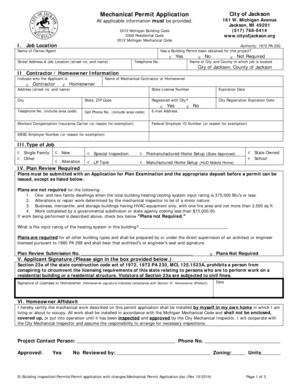 Mechanical Permit Application