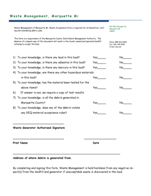 Waste Acceptance Form