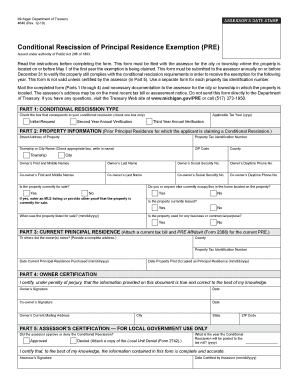 Michigan Conditional Rescission of Principal Residence Exemption