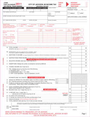 City of Jackson Income Tax Return Form
