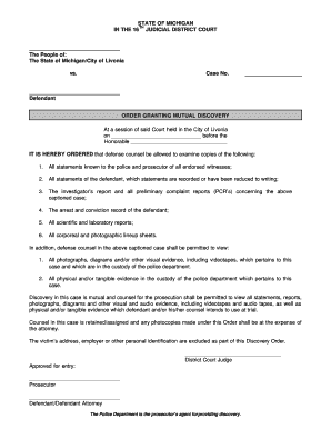 Michigan Mutual Discovery Order