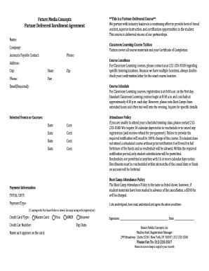 Partner Delivered Course Enrollment Agreement