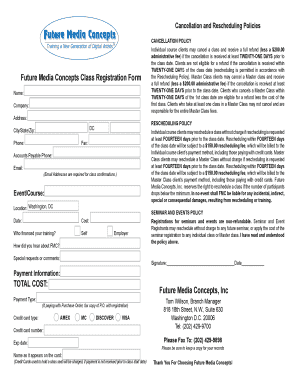 Cancellation and Rescheduling Policy Form