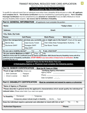 Transit Regional Reduced Fare Card Application