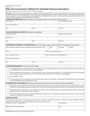 Michigan Disabled Veteran Property Tax Exemption Form