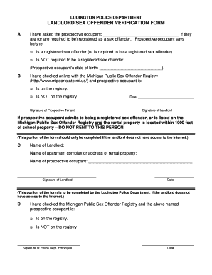Landlord Sex Offender Verification Form