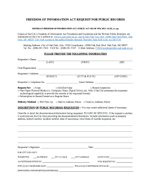 Michigan Freedom of Information Act Request Form