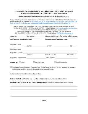 Michigan FOIA Request for Public Records