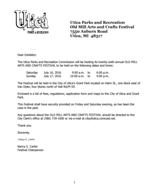 Utica Parks and Recreation Old Mill Arts and Crafts