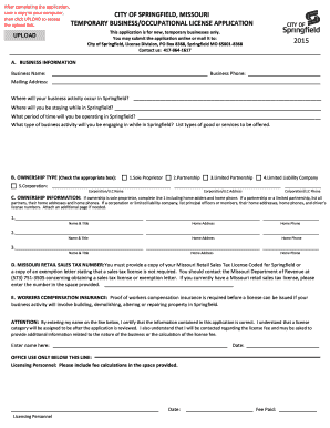 Temporary Business License Application