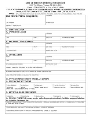Building and Zoning Permit Application