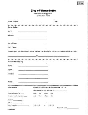 Certificate of Approval Application Form