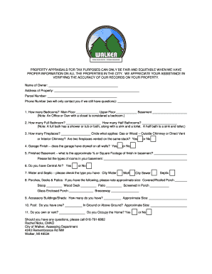 Property Appraisal Form for Tax Purposes