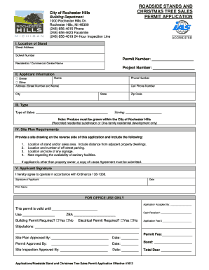 Roadside Stand Christmas Tree Sales Permit Applicationd