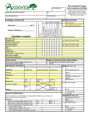 Minnesota Residential Energy Code Compliance Certificate
