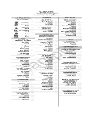 Michigan 2014 General Election Ballot