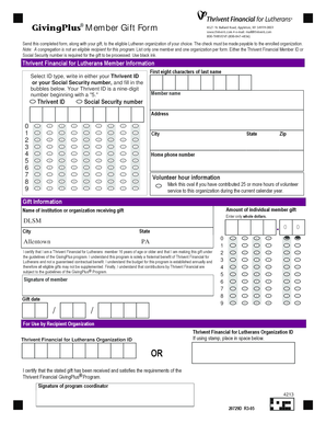 Thrivent Financial GivingPlus Member Gift Form