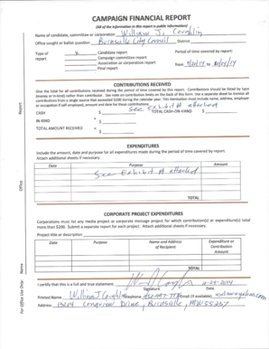 Letter of agreement between two parties - EXHIBIT A-Updated Campaign Financial Report---dated 10242014 - ci burnsville mn