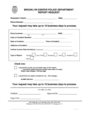 Brooklyn Center Police Report Request