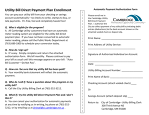 Utility Bill Direct Payment Plan Enrollment Form