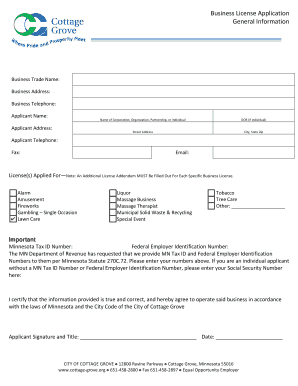 Minnesota Business License Application