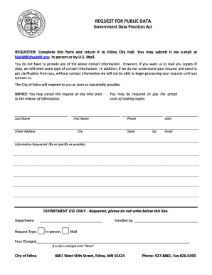 Request for Public Data Form