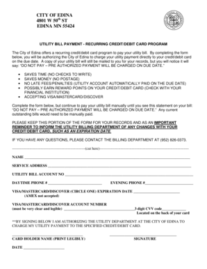 Utility Bill Payment Authorization Form