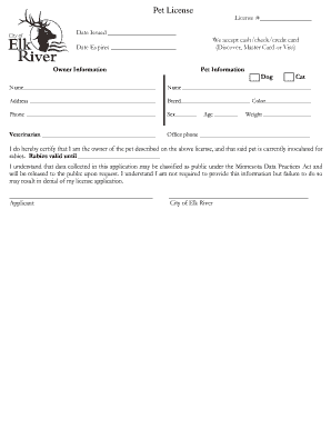 Pet License Application