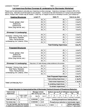 Lot Impervious Surface Coverage Worksheet