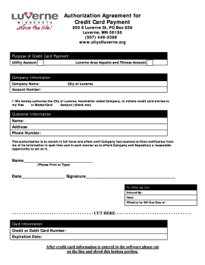 Credit Card Payment Authorization Agreement