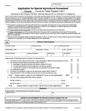 Application for Special Agricultural Homestead