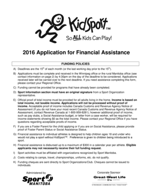 2016 KidSport Financial Assistance Application
