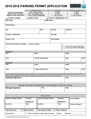 2015-2016 Parking Permit Application