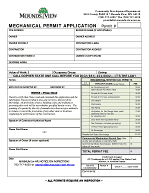 Mounds View Mechanical Permit Application