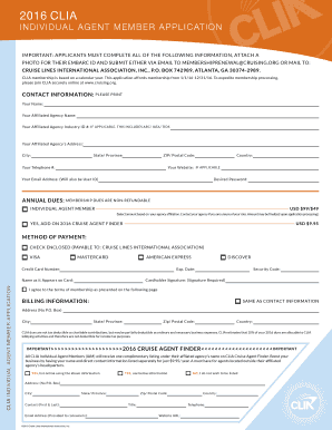 CLIA Individual Agent Member Application