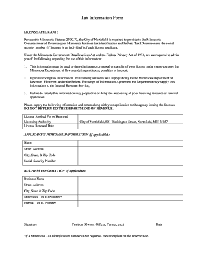 Minnesota Business Tax Information Form