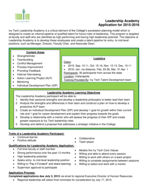 Leadership Academy bApplicationb for 2015-b2016b - Ivy Tech bb - ivytech