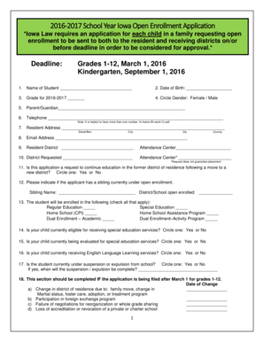 Iowa Open Enrollment Application