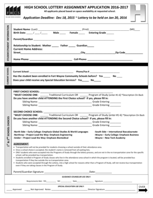 High School Lottery Assignment Application