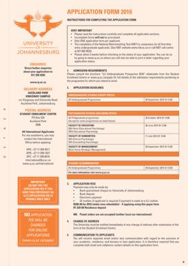 University of Johannesburg Application Form 2016