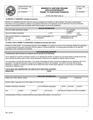 Minnesota Uniform Firearm Permit Application