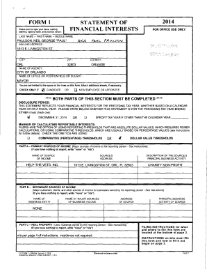 Florida Statement of Financial Interests Form 1