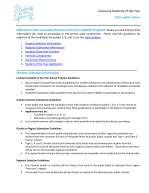 Louisiana Student of the Year Application
