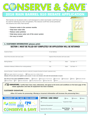 2016 Rain Barrel Rebate Application