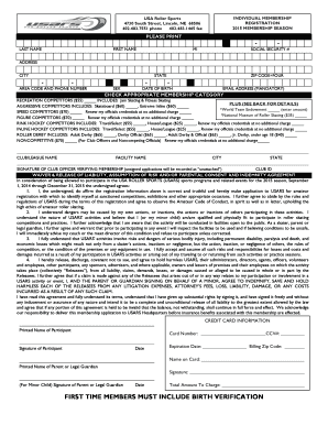 USA Roller Sports Individual Membership Form